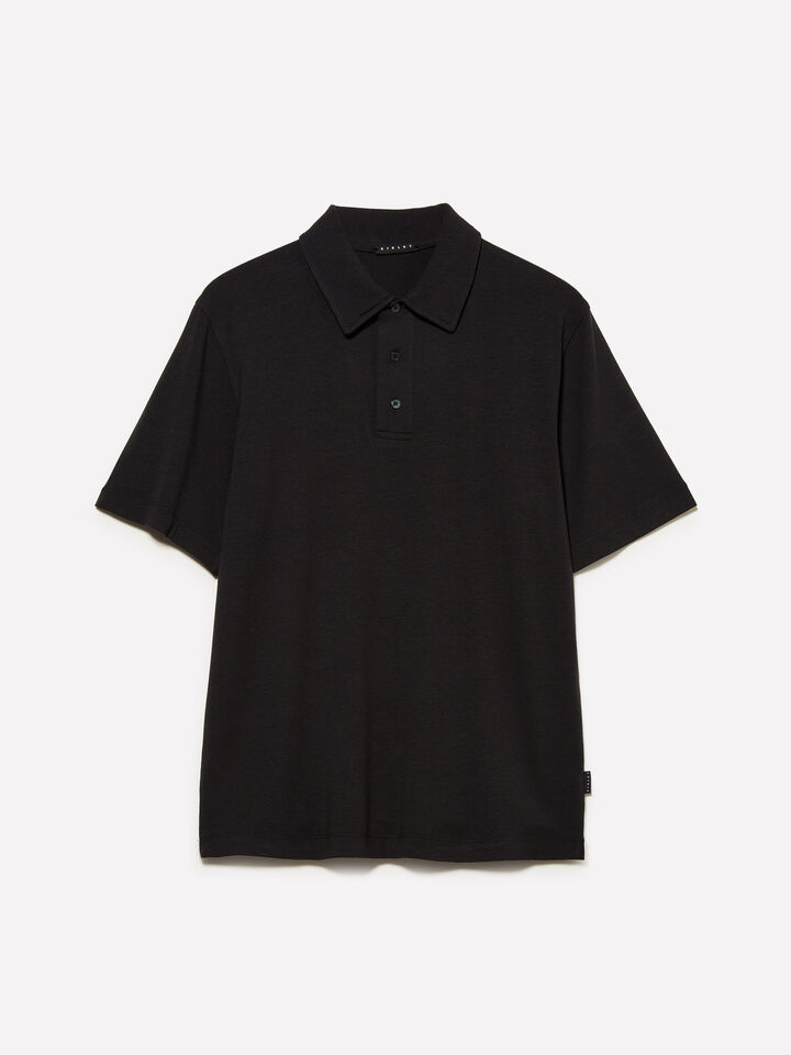 Black slim fit polo - men's polos - Black | Sisley image number 1